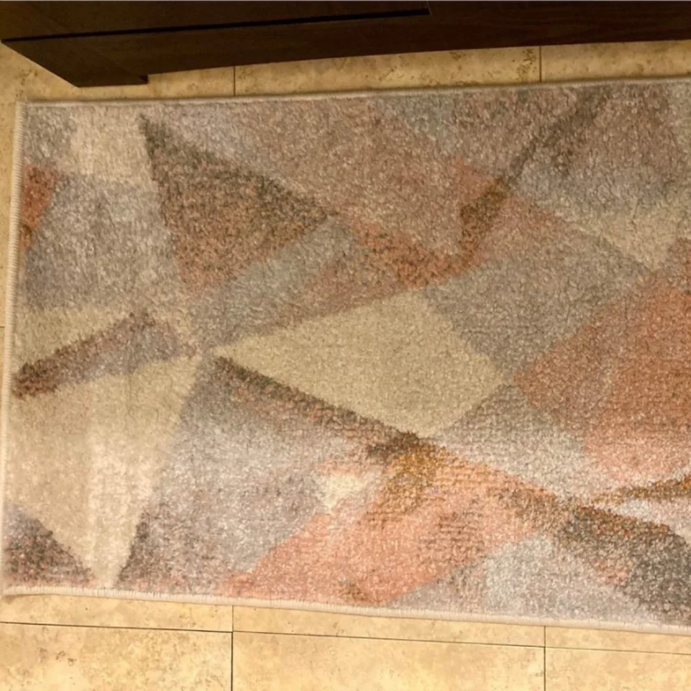 Gray, Cream, & Pink Small Geometric Rug - Picture 7 of 8